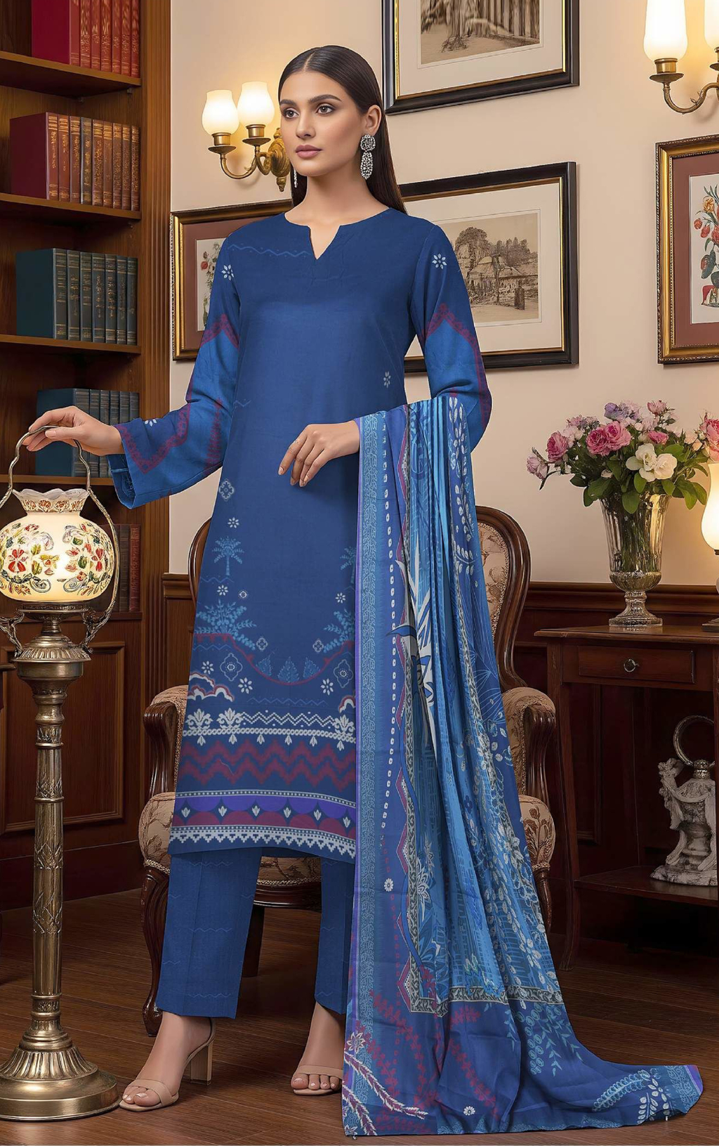 Khaddar by Naubahar - Printed Khaddar Suit Unstitched 3 Piece - KHD - 01