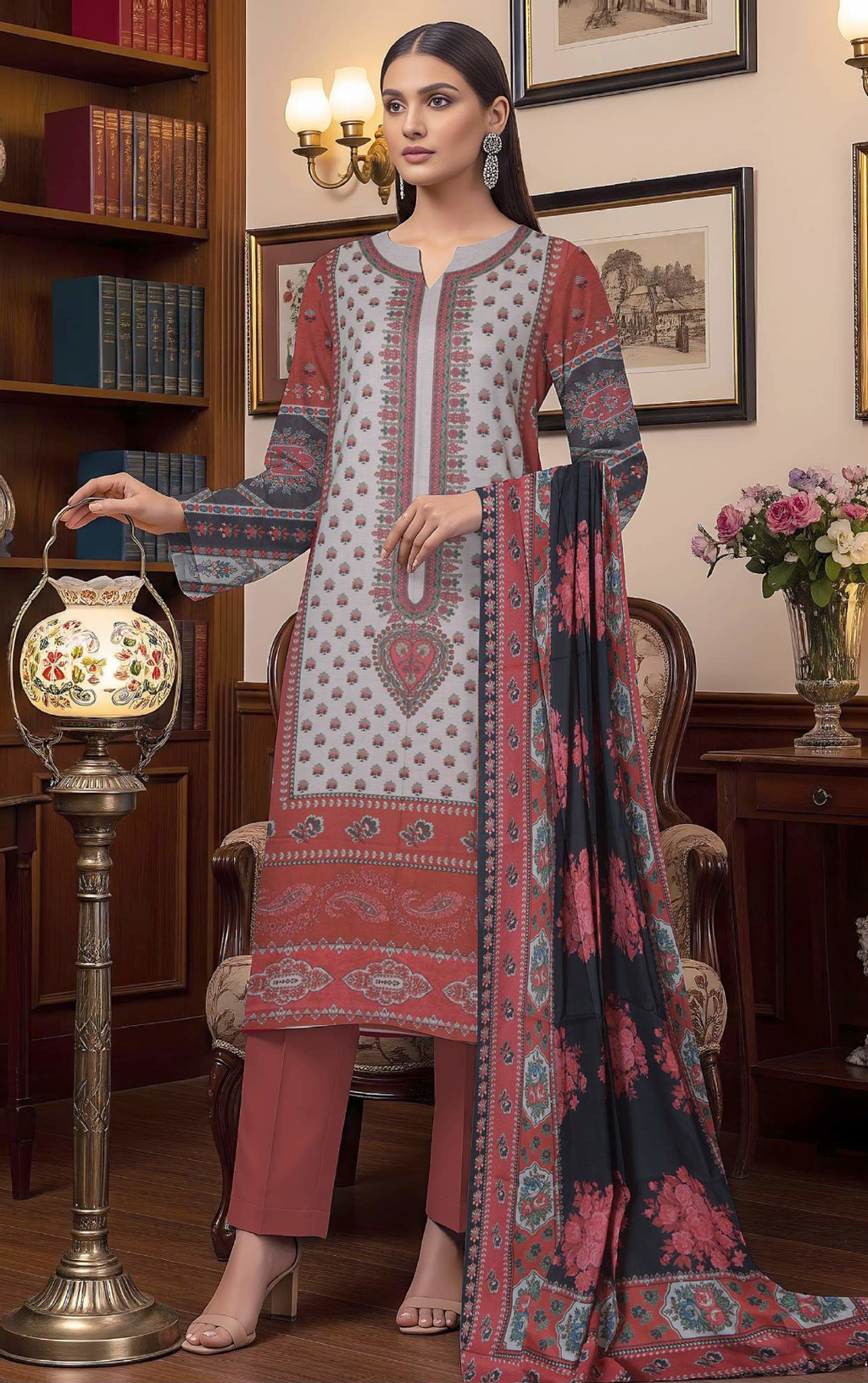 Khaddar by Naubahar - Printed Khaddar Suit Unstitched 3 Piece - KHD - 06