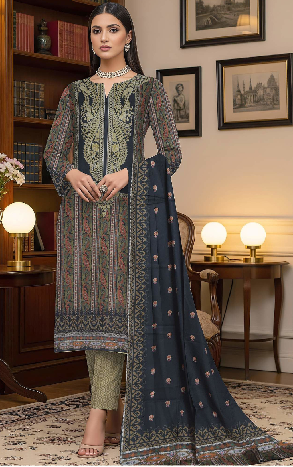 Khaddar by Naubahar - Printed Khaddar Suit Unstitched 3 Piece - KHD - 10