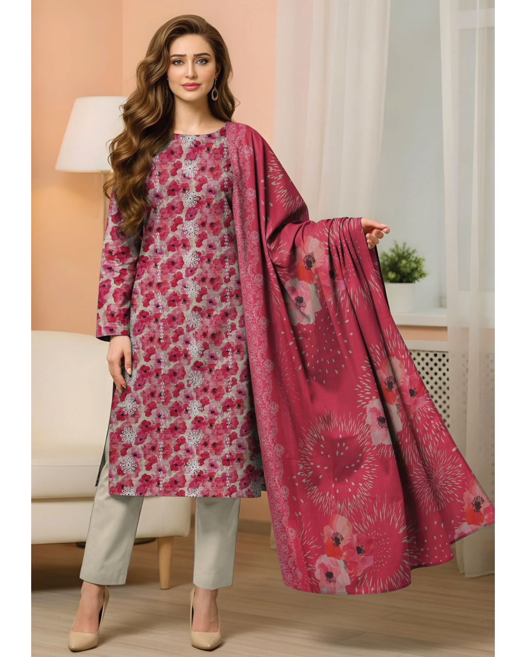 Lotus by Naubahar – Embroidered Lawn Unstitched 3 Piece Suit  - LTS - 01