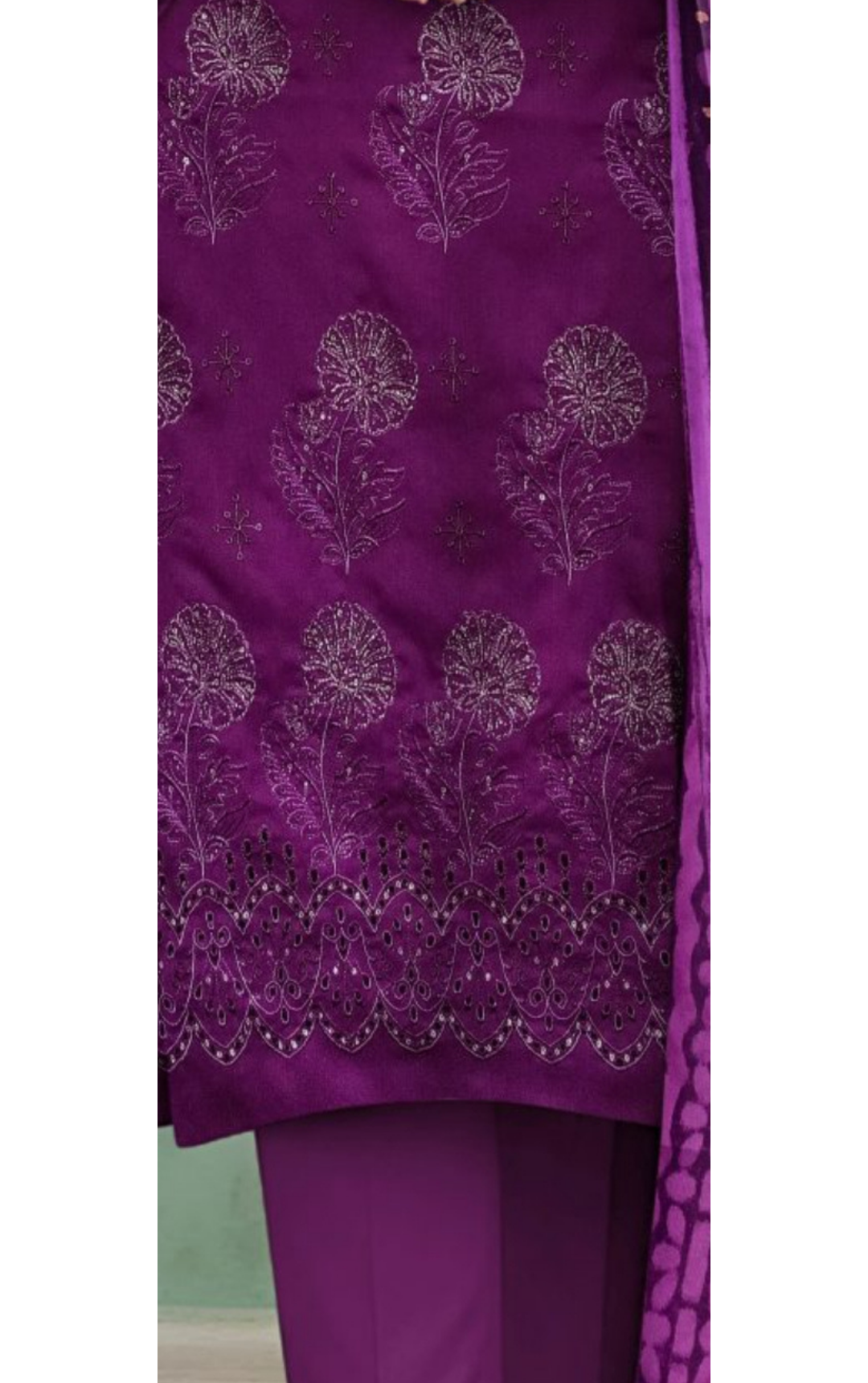 VELVET ROYAL by Naubahar - Embroidered Dhanak Suit with Palachi Shawl Unstitched 3 Piece - DNK - 04