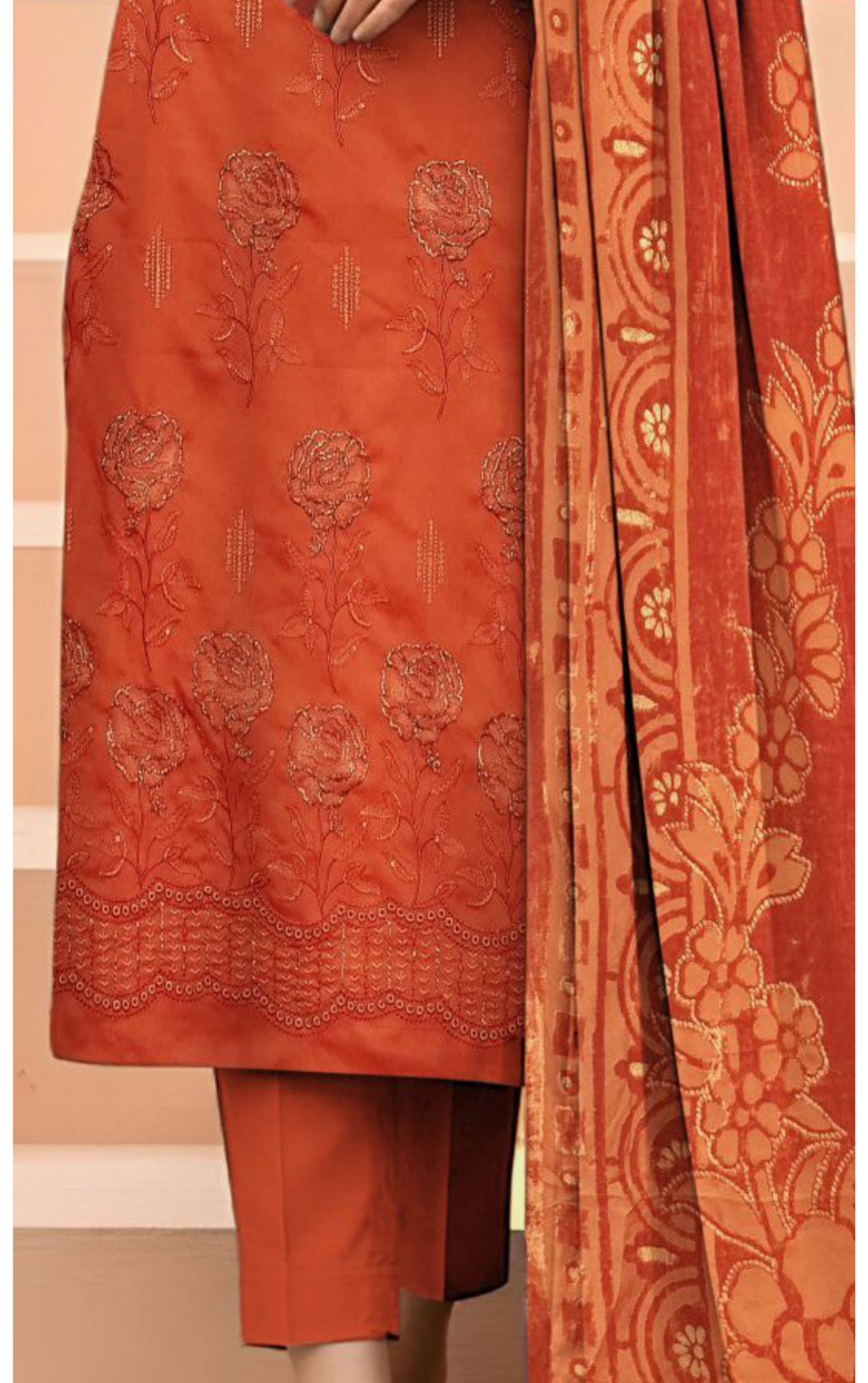 VELVET ROYAL by Naubahar - Embroidered Dhanak Suit with Palachi Shawl Unstitched 3 Piece - DNK - 06