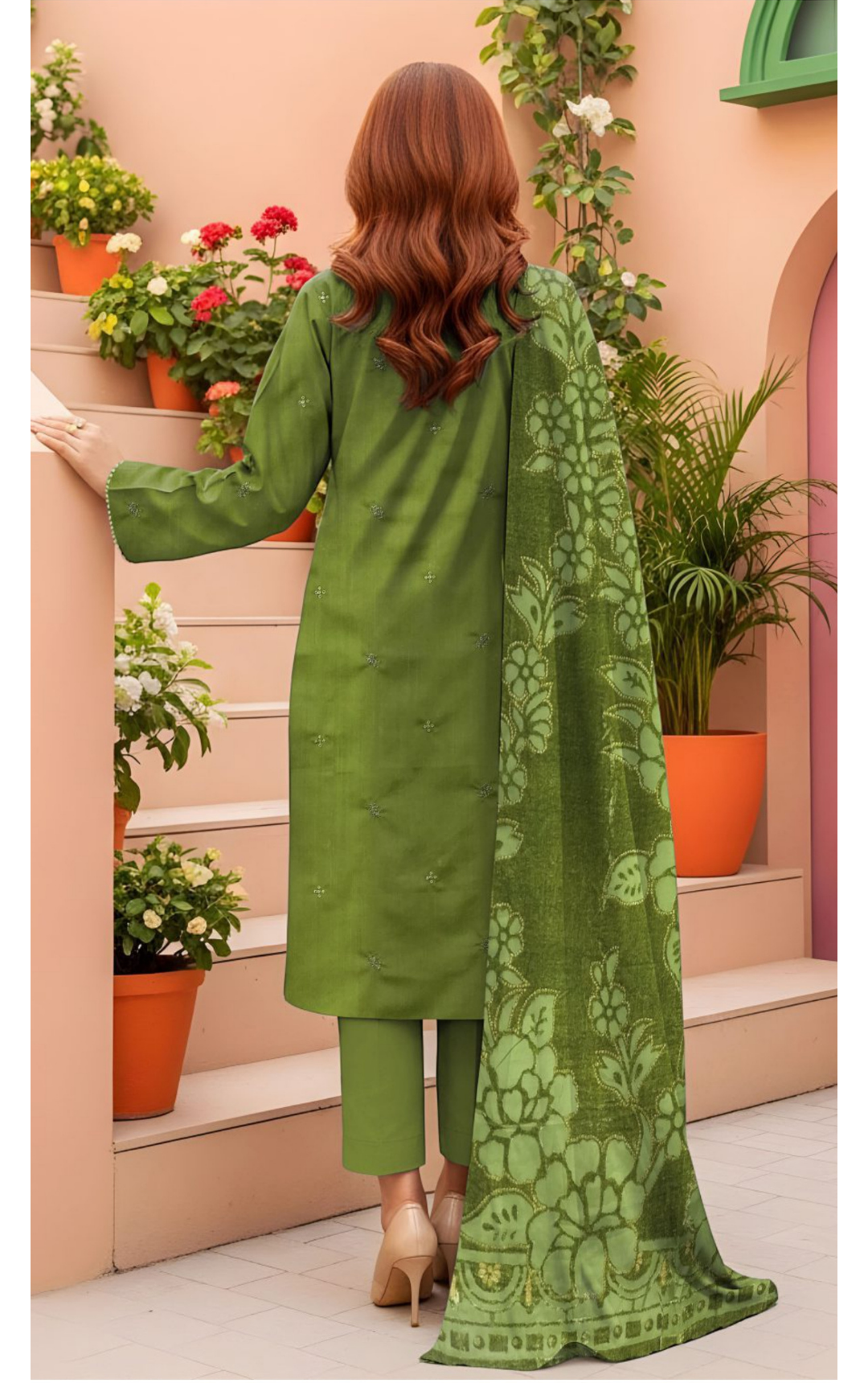 VELVET ROYAL by Naubahar - Embroidered Dhanak Suit with Palachi Shawl Unstitched 3 Piece - DNK - 07