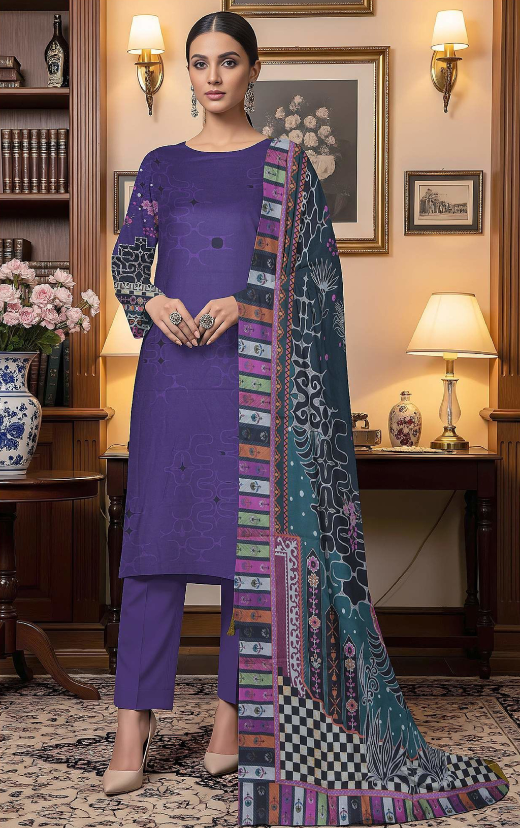 Khaddar by Naubahar - Printed Khaddar Suit Unstitched 3 Piece - KHD - 04