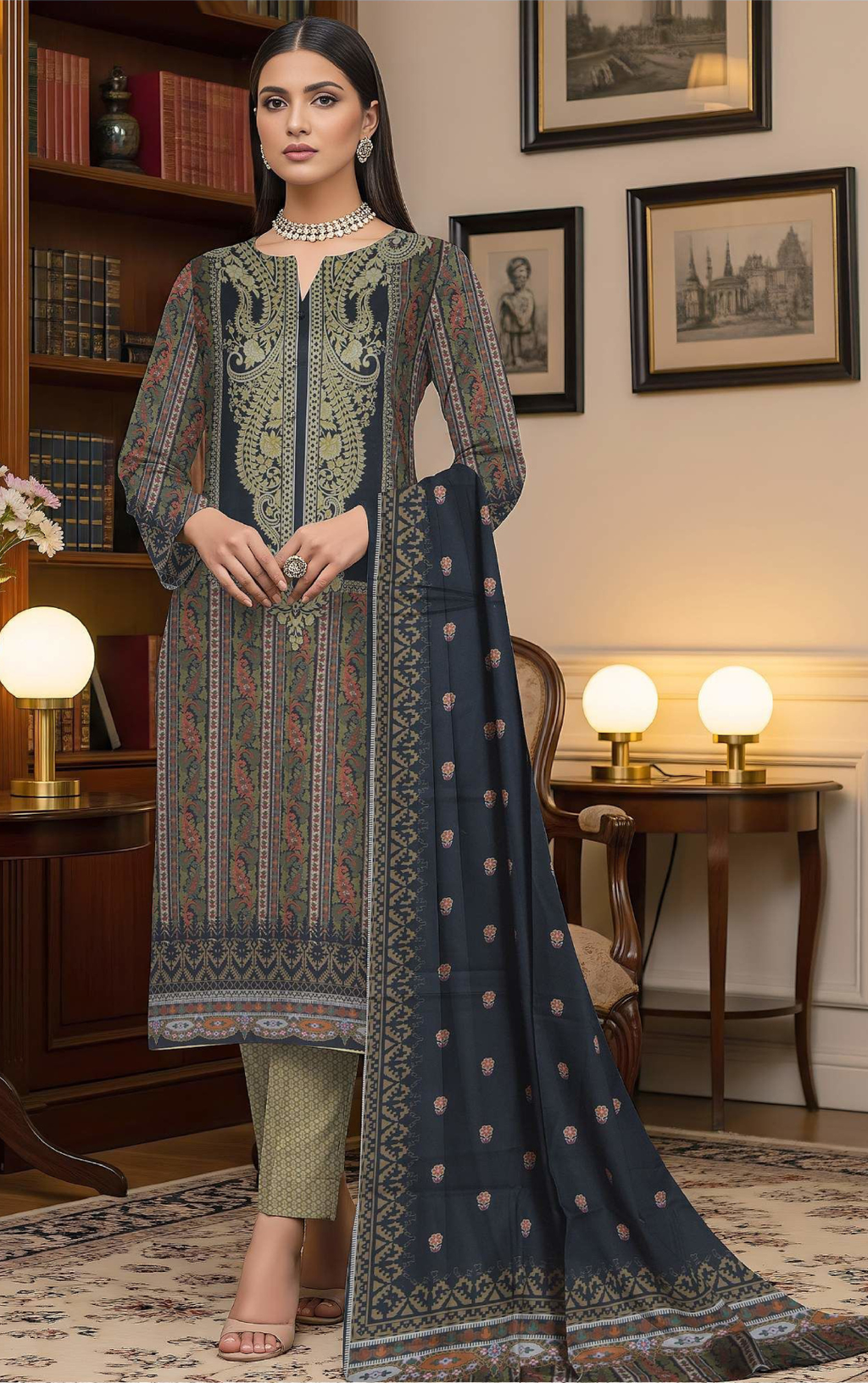 Khaddar by Naubahar - Printed Khaddar Suit Unstitched 3 Piece - KHD - 05